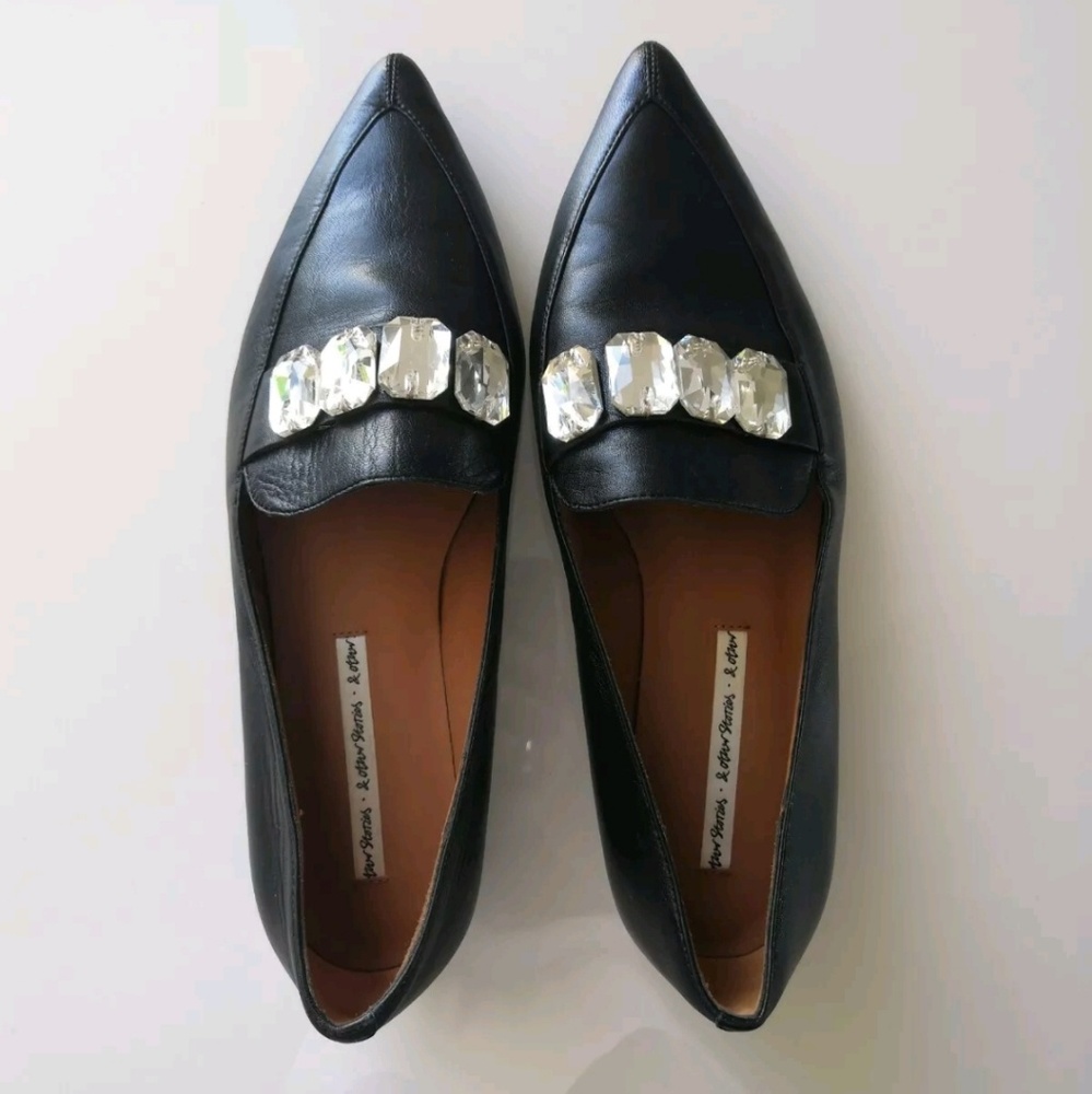 Black leather loafers